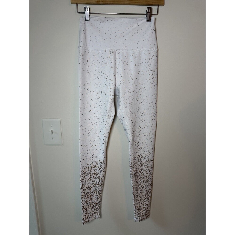 Buffbunny Collection Dazzle Mid Rise Leggings Med White Rose Gold Splatter